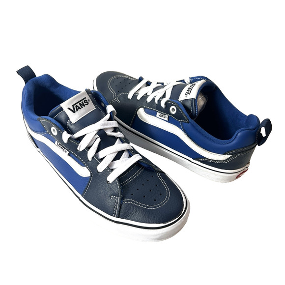 Vans Skate Shoe Blue Leather Sneaker Mens 8 Low Top Lace Up...